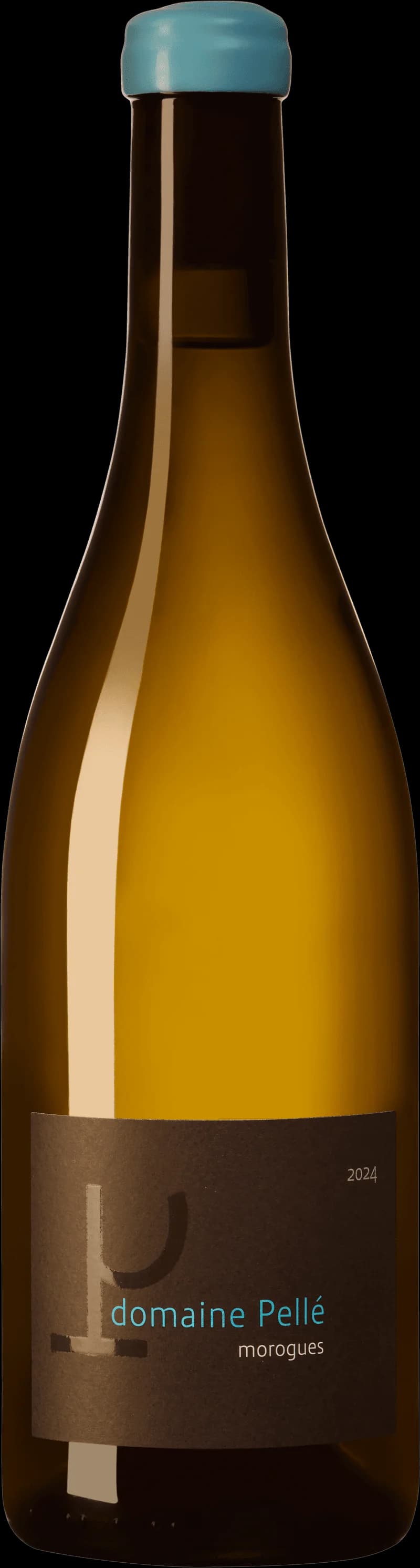 Flaska Domaine Pelle vitt vin mot ljus bakgrund
