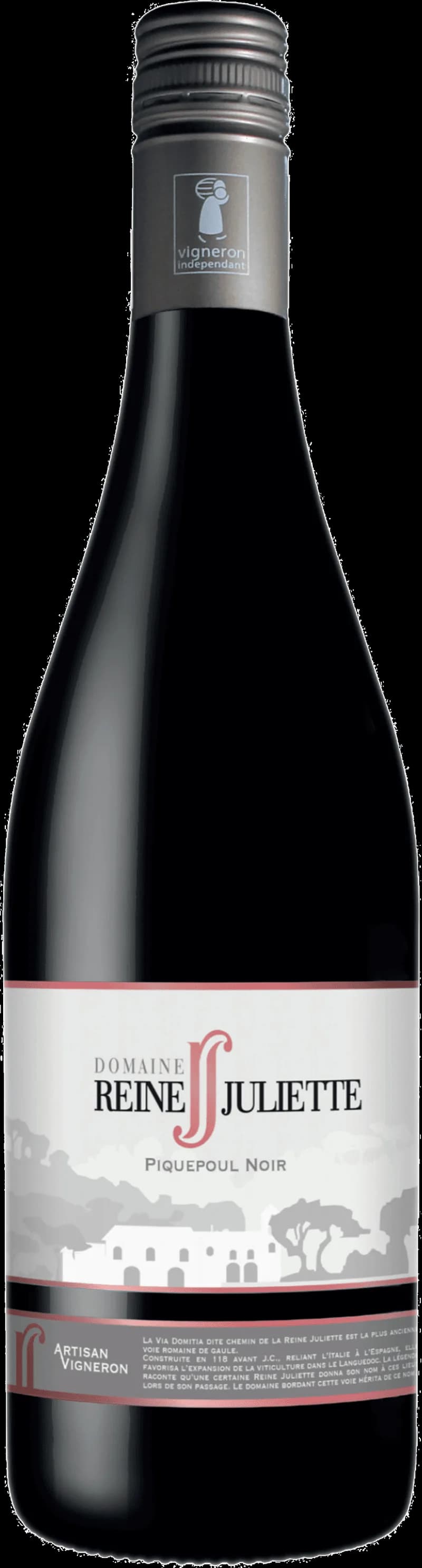 Flaska rött vin från Domaine Reine Juliette, ett franskt vin från Languedoc