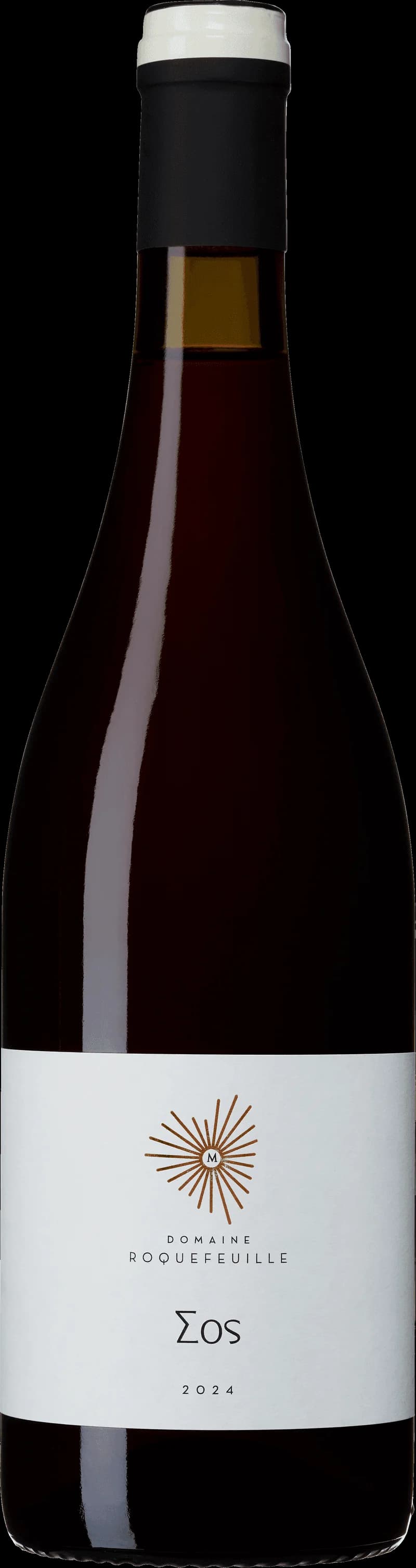 Flaska rött vin från Domaine Roquefeuille, ett vin från Provence i Frankrike