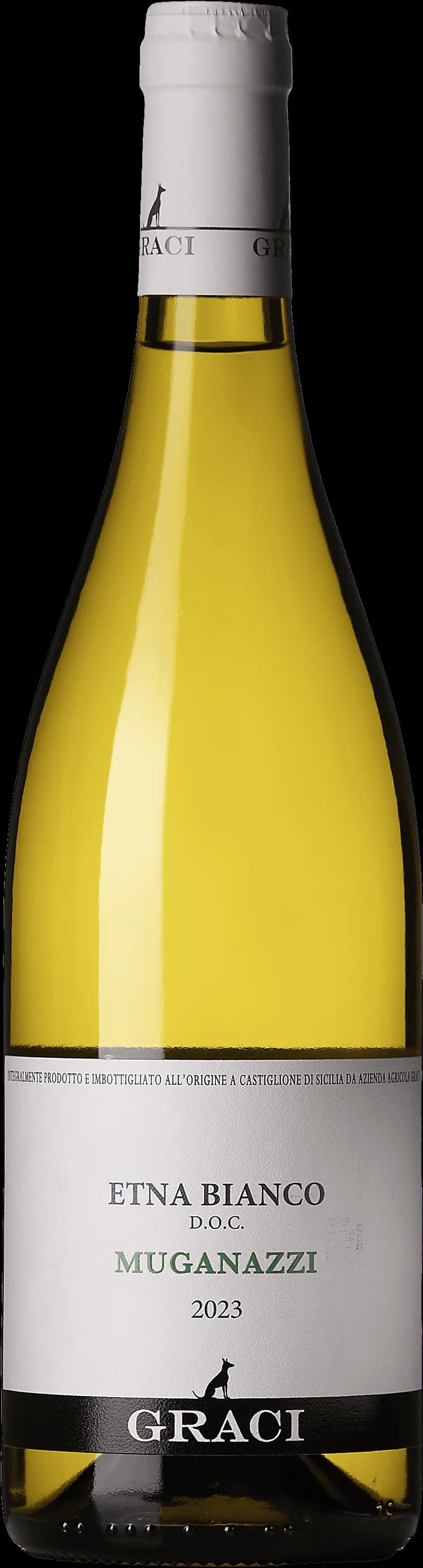Flaska Etna Bianco Muganazzi, ett vitt vin från Etna på Sicilien