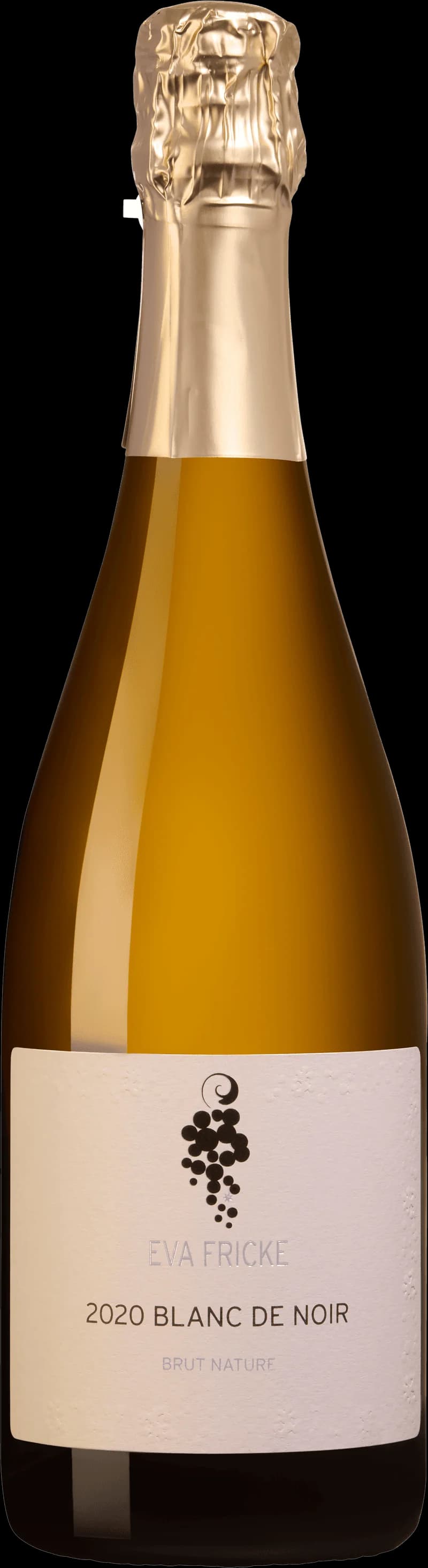Eva Fricke med glas mousserande vin, bild i högt format