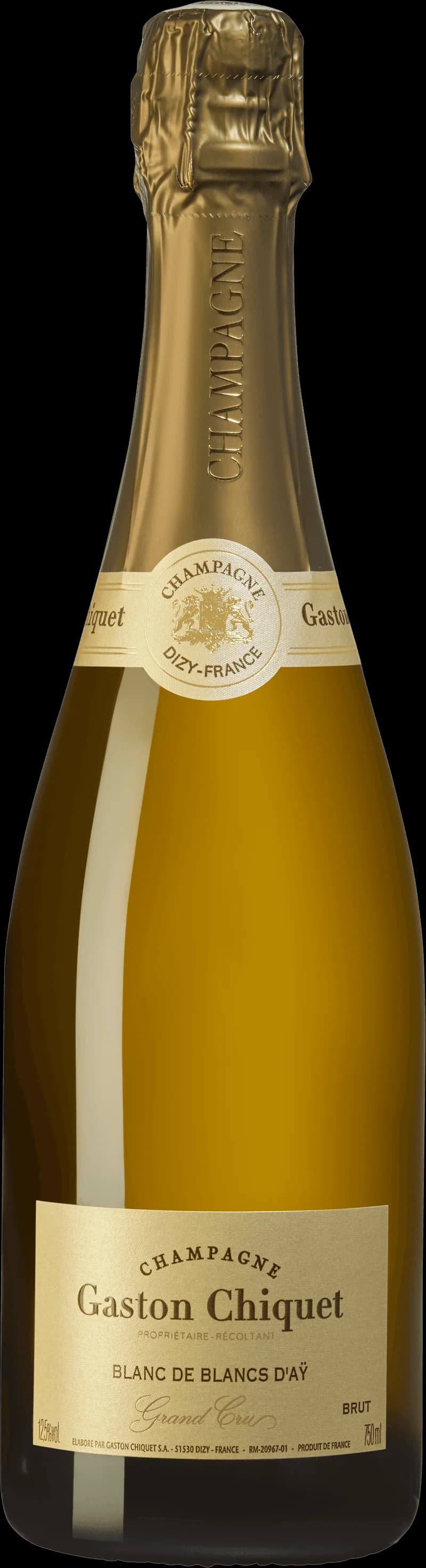 Flaska med mousserande vin från Gaston Chiquet, champagnehuset i Frankrike