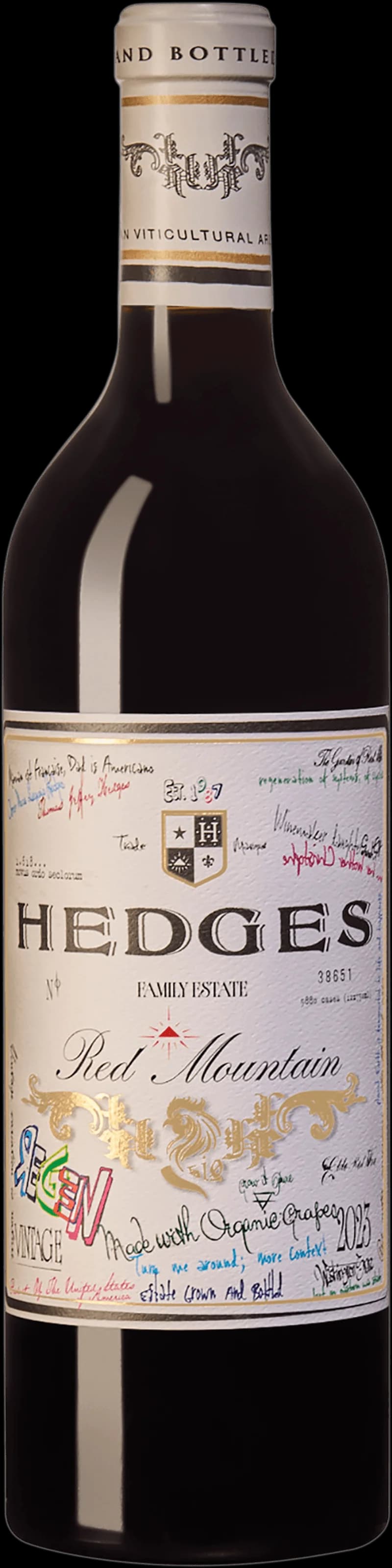 Flaska rött vin från Hedges Family Estate, ett familjeägt vineri