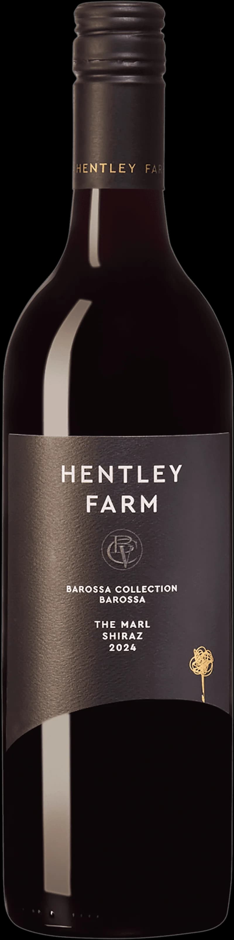 Flaska rött vin från Hentley Farm mot en neutral bakgrund