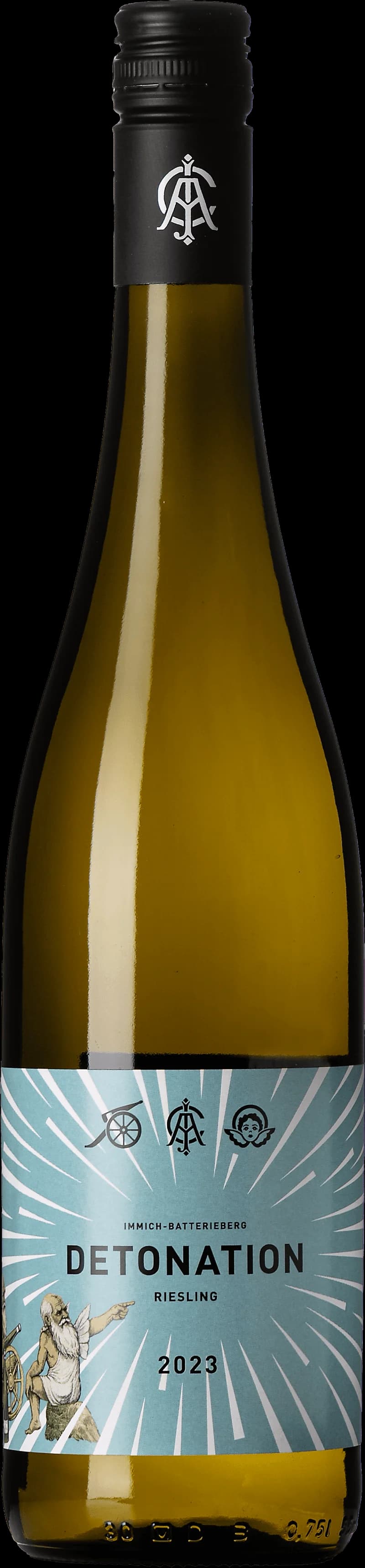 Flaska vitt vin från Immich-Batterieberg, tysk riesling från Mosel