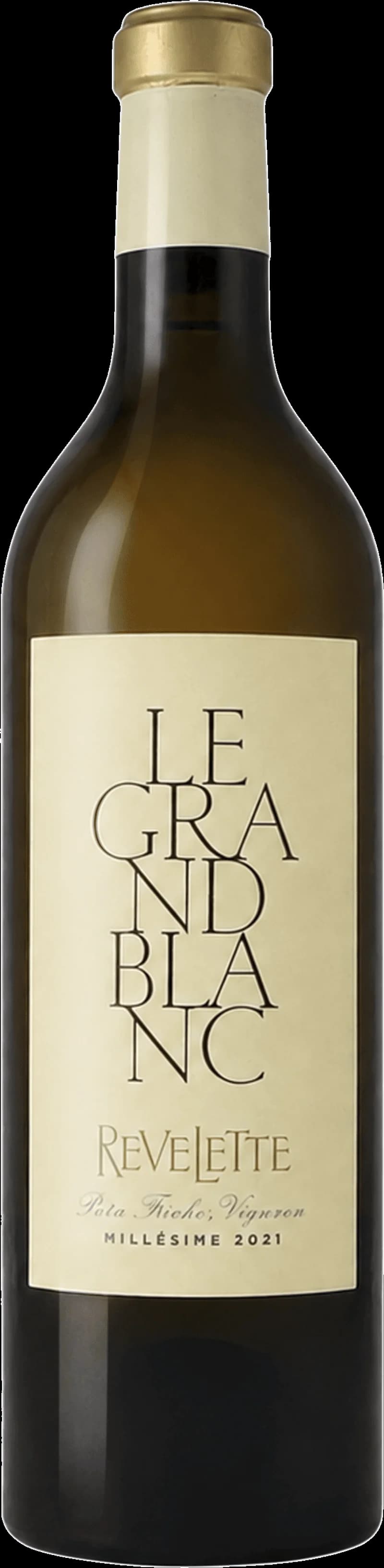 Le Grand Vitt Vin, ett vitt vin presenterat i glas mot en ljus bakgrund