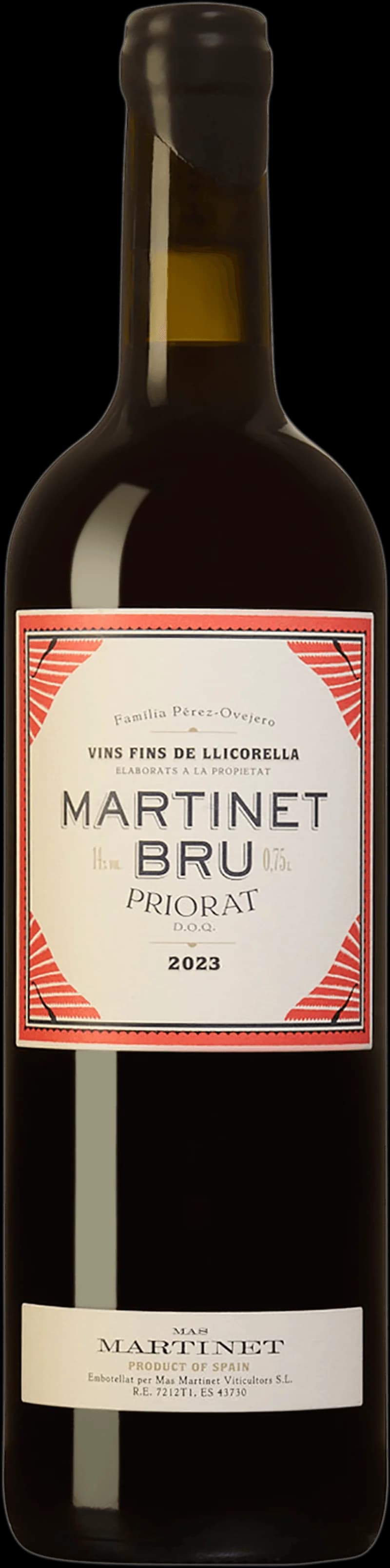 Flaska Martinet rött vin mot en neutral bakgrund