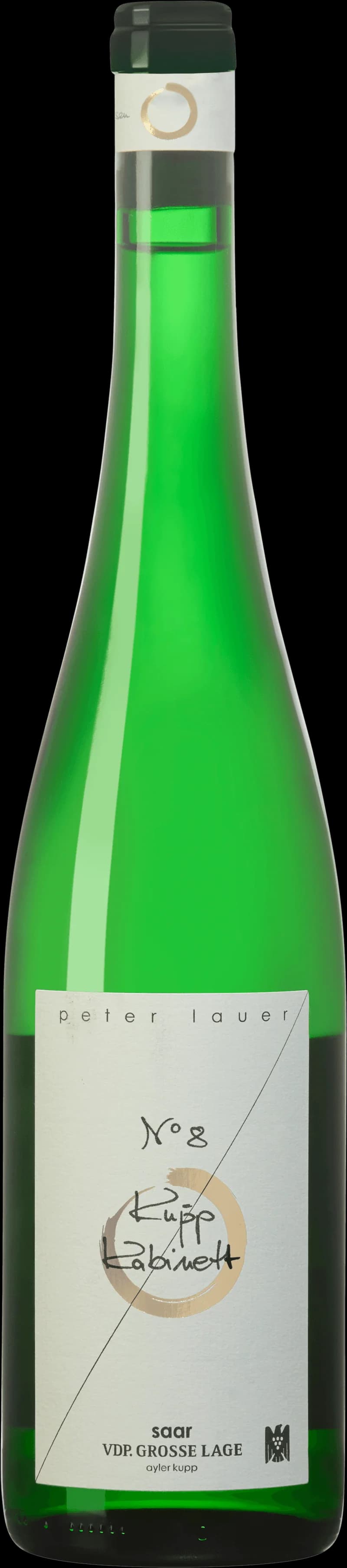 Flaska Peter Lauer vitt vin, ett tyskt rieslingvin från Saar