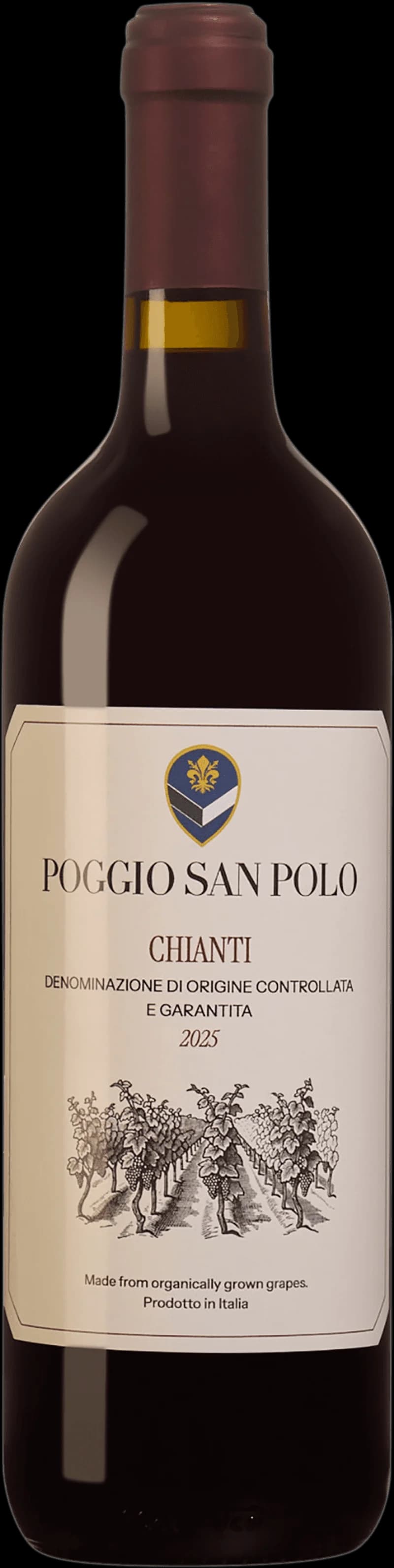 Flaska Poggio San Polo rött vin, italienskt rödvin från Toscana