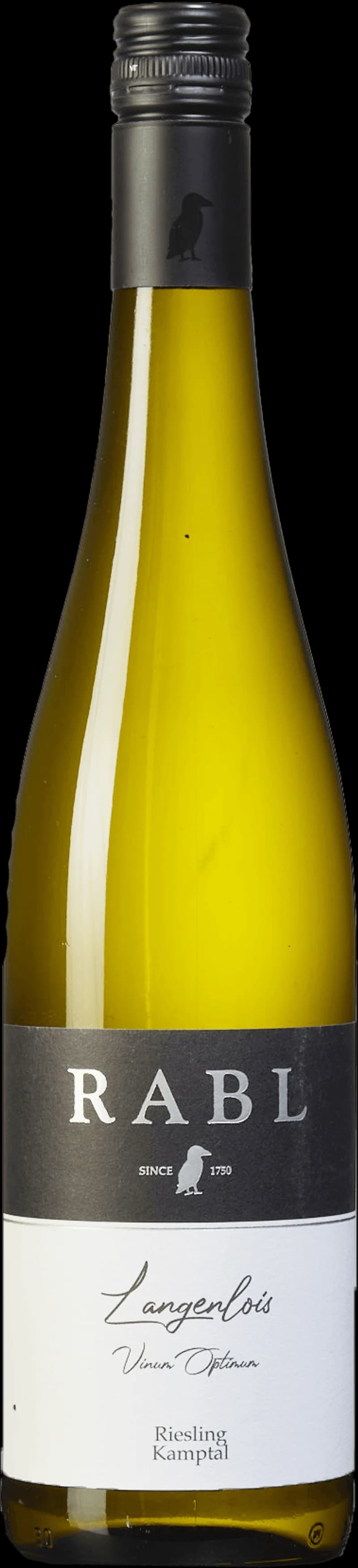 Flaska Riesling Vinum Optimum, ett vitt vin, avbildad mot en neutral bakgrund.