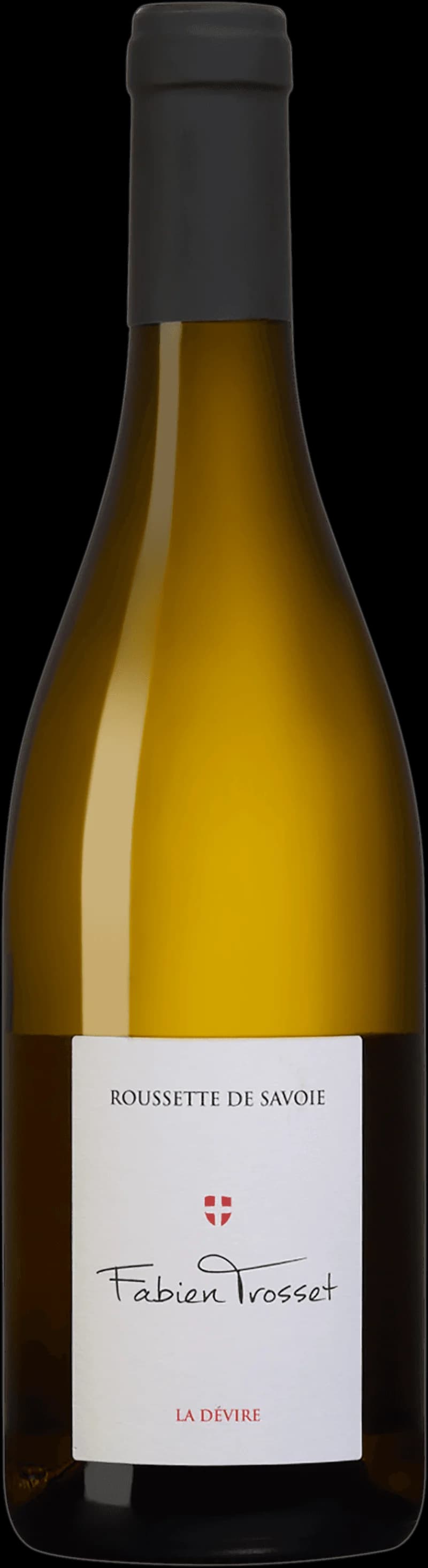 Flaska Roussette de Savoie La Devire, ett vitt vin från Savojen i Frankrike