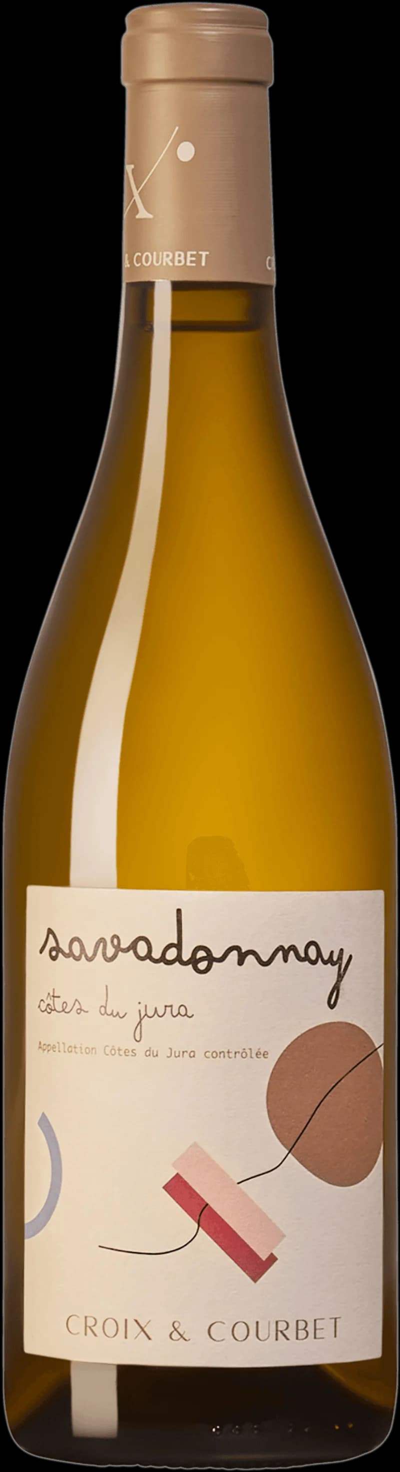 Flaska och glas med vitt vin av druvan Sava Donnay