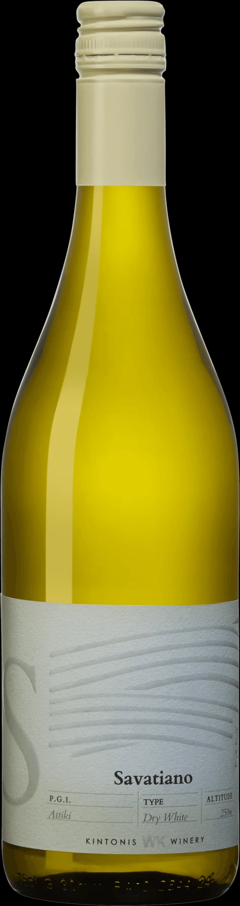 Flaska och glas med vitt vin av druvan Savatiano, en klassisk grekisk vitvinsdruva.