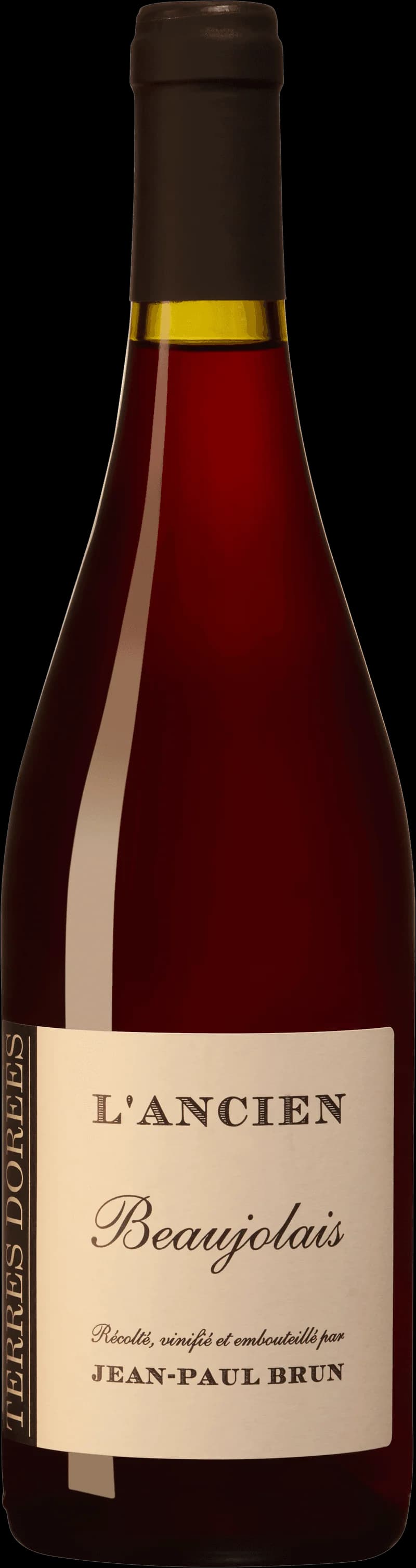 Flaska Terres Dorées rött vin mot en ljus bakgrund