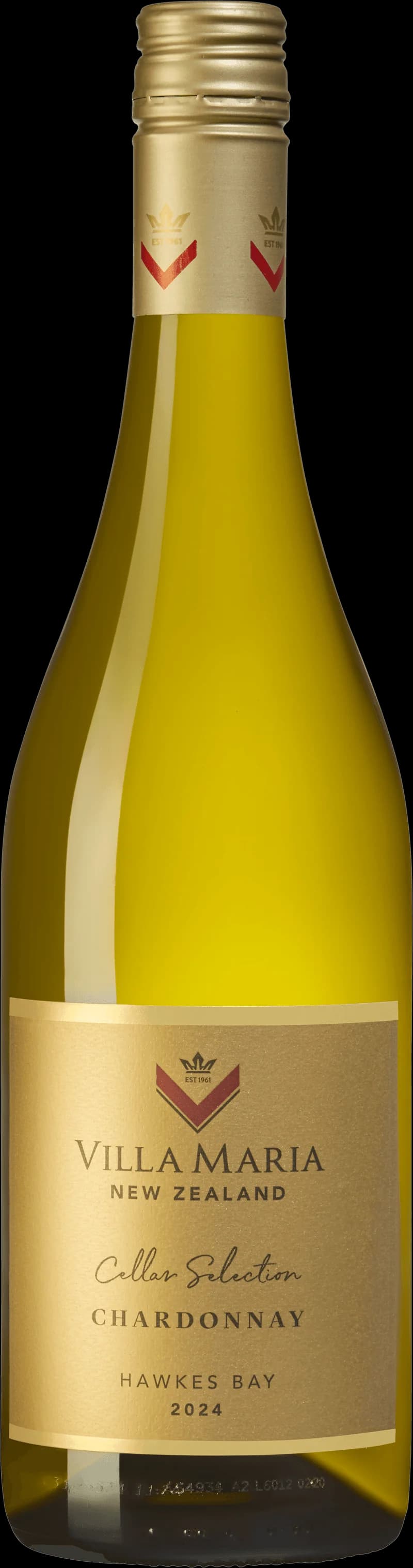 Flaska Villa Maria vitt vin mot ljus bakgrund