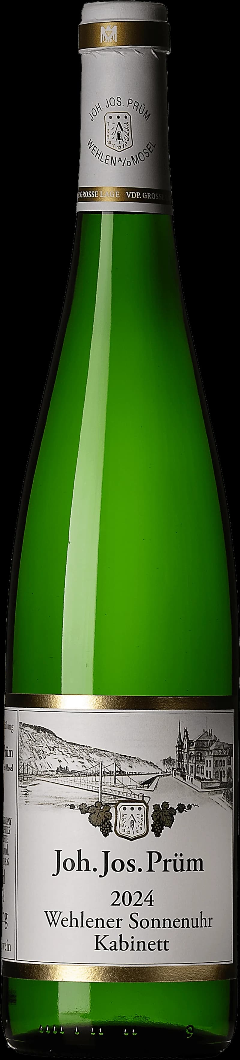 Flaska vitt vin av typen Wehlener Sonnenuhr Kabinett från Mosel