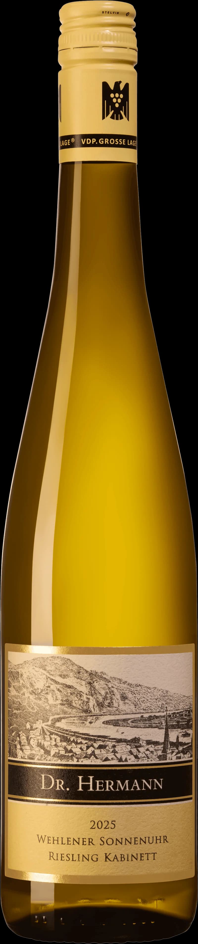 Flaska vitt vin från Weingut Dr Hermann, ett tyskt vingård med anor