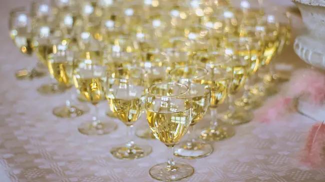 Riojas vita viner - många fyllda glas