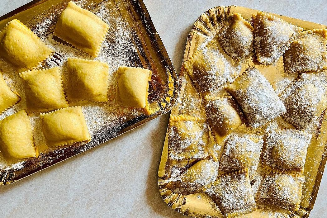 En god Merlot passar perfekt till ravioli