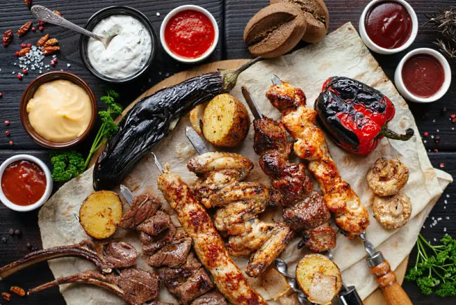 grillspecial olika grillad mat grönsaker