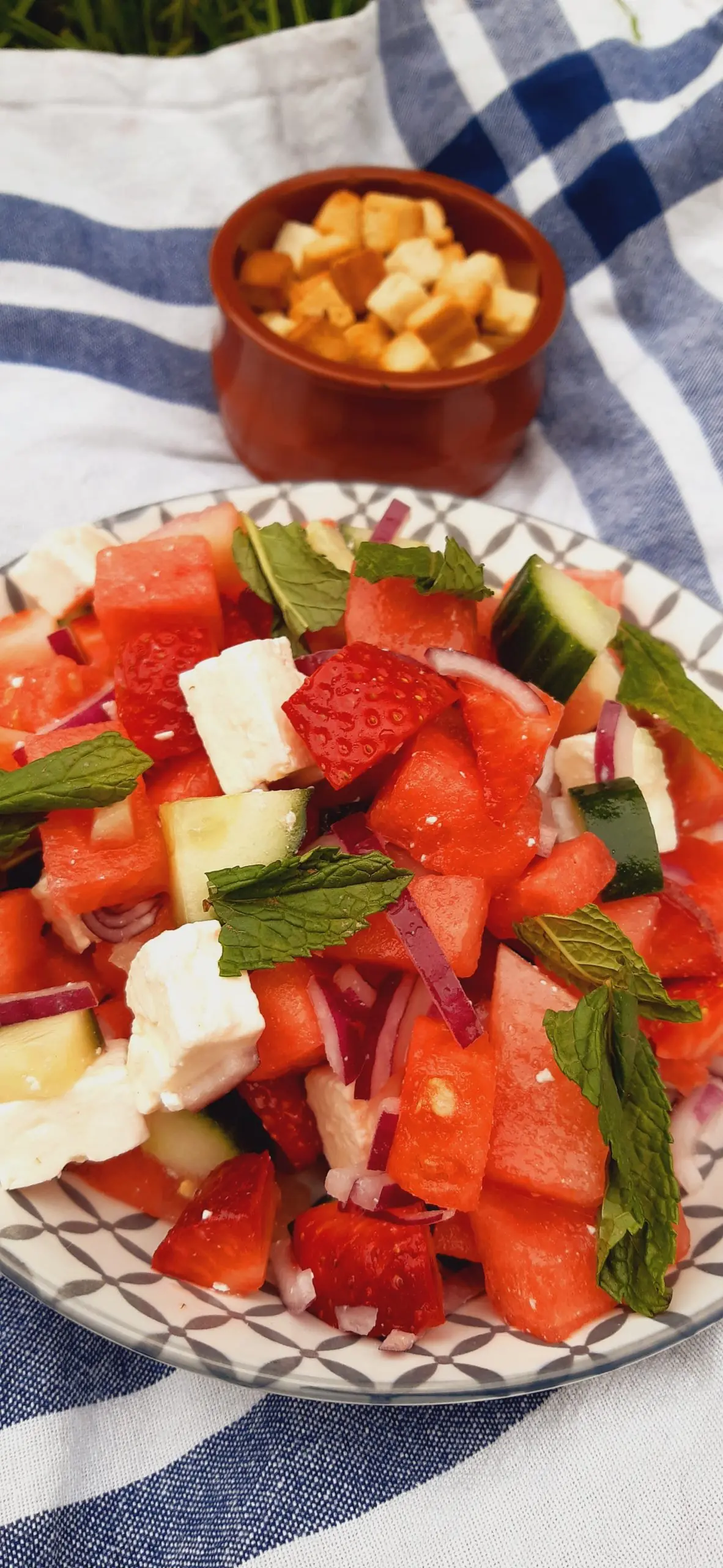 Melon-och-jordgubbssallad