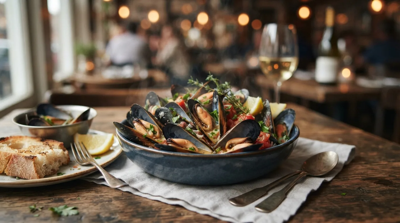 Vinkokta Blåmusslor (Moules Marinières) – enkel bistrolyx