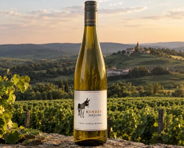 Bender Riesling - flaskan i grönskan .jpg