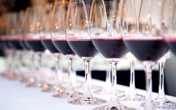 betygsätter vin - en rad med röda vinglas